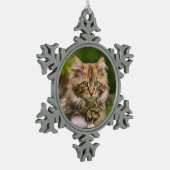 かわいいメインのあらいぐまの子ネコ猫のポートレートの写真** スノーフレークピューターオーナメント (左)