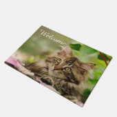 かわいいメインのあらいぐま猫の子ネコの写真-記入項目の歓迎 ドアマット (アングル)