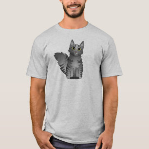 かわいいメインのあらいぐま猫の漫画-銀製の虎猫 Tシャツ