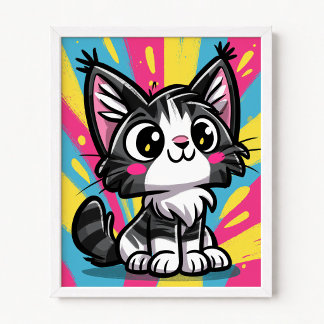 かわいいメインクーンの猫ポップアートのキャラクター ポスター