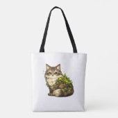 かわいいメインクーンの猫 カスタムネーム 名入れ トートバッグ (裏面)