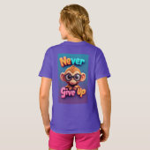 かわいいメガネのキャラクターのサル Tシャツ (裏面フル)