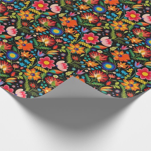 かわいいメキシカンフィエスタの花 ラッピングペーパー (角)
