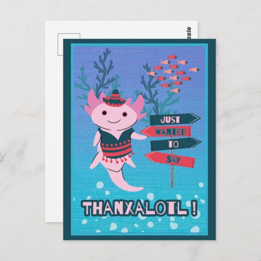 かわいいメキシコのアクソロトルサンキューカード ポストカード (正面/裏面)