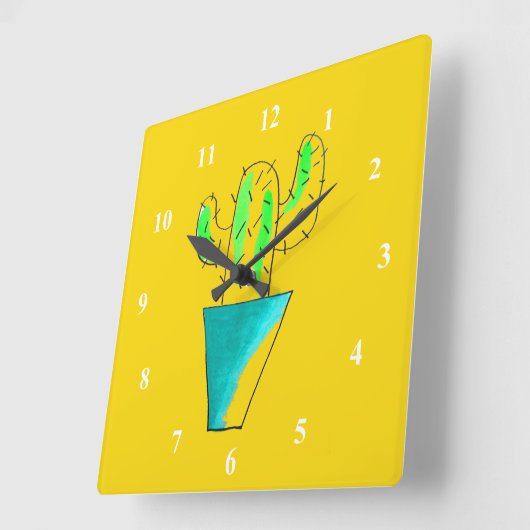 かわいいメキシコのサボテンの芸術 スクエア壁時計 (傾斜)