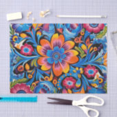 かわいいメキシコのタイル模様 薄葉紙 (クラフト)