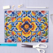 かわいいメキシコのタイル模様 薄葉紙 (クラフト)