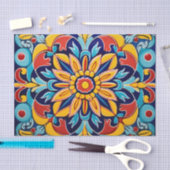 かわいいメキシコのタイル模様 薄葉紙 (クラフト)