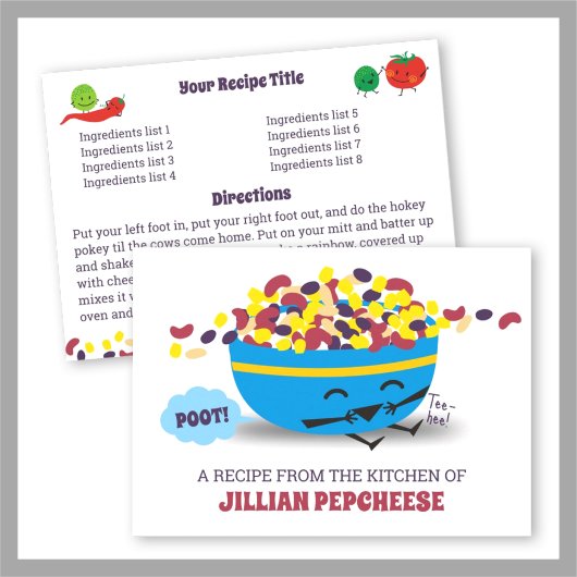 かわいいメキシコの食豆ファートクックブックのレシピカード 招待状