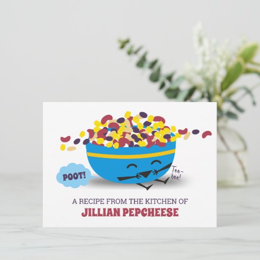 かわいいメキシコの食豆ファートクックブックのレシピカード 招待状 (スタンド正面)
