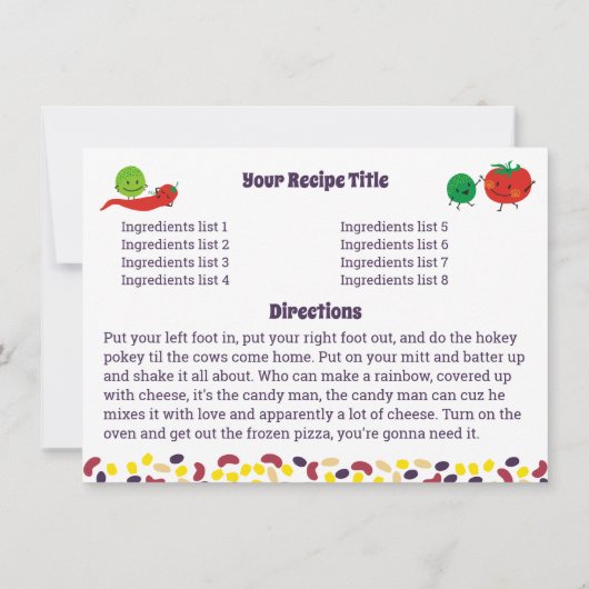 かわいいメキシコの食豆ファートクックブックのレシピカード 招待状 (裏面)