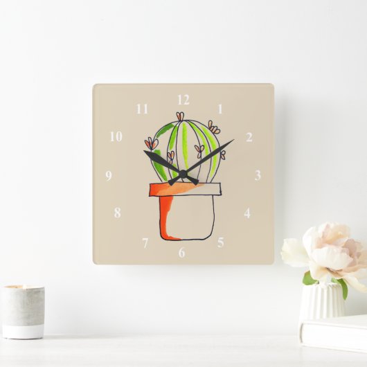 かわいいメキシコサボテンの芸術 スクエア壁時計 (ホーム)