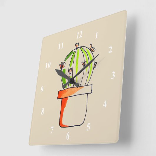 かわいいメキシコサボテンの芸術 スクエア壁時計 (傾斜)