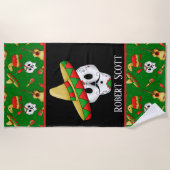 かわいいメキシコスカルの名前 ビーチタオル (正面)