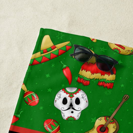 かわいいメキシコスカルの名前 ビーチタオル (インサイチュ)