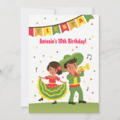 かわいいメキシコフェスタのラテンアメリカ系の子供の誕生日のパーティー 招待状 (正面)