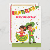 かわいいメキシコフェスタのラテンアメリカ系の子供の誕生日のパーティー 招待状 (正面/裏面)