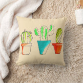 かわいいメキシコ産サボテンのスケッチアート クッション (ブランケット)