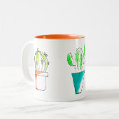 かわいいメキシコ産サボテンのスケッチアート ツートーンマグカップ (正面左)