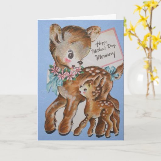 かわいいメッセージが付いているヴィンテージのBambiの母の日カード カード (黄色い花)