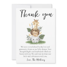 かわいいメッセージのベビーシャワー感謝カード