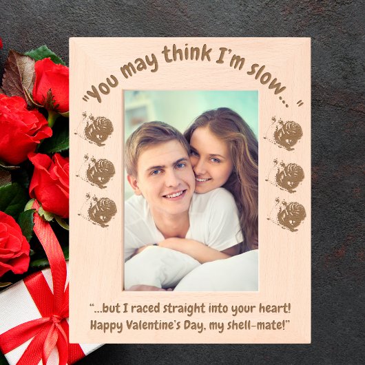かわいいメッセージフローラカタツムリValentines Gift Wooden レーザー彫刻フレーム