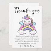 かわいいメッセージベビーシャワーサンキューカード 招待状 (正面/裏面)
