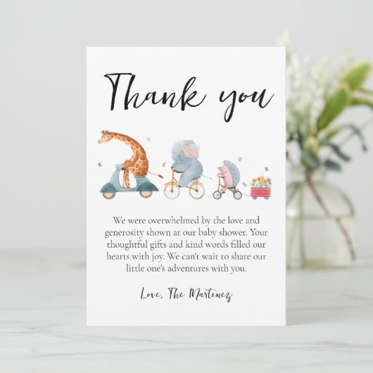 かわいいメッセージベビーシャワーサンキューカード 招待状 (スタンド正面)