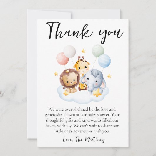 かわいいメッセージベビーシャワーサンキューカード 招待状 (正面)