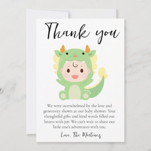 かわいいメッセージベビーシャワーサンキューカード 招待状 (正面)