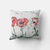 かわいいメリノヒツジ動物赤ポピーの花 クッション (裏面)