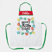 かわいいメリーと明るいホリデーライトクリスマス エプロン (正面)