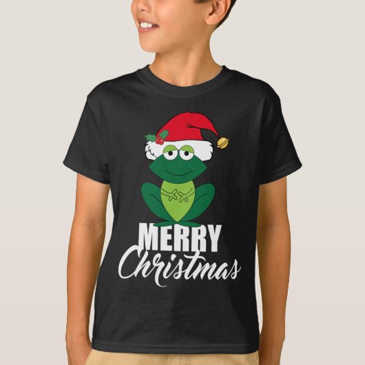 かわいいメリークリスマスのカエル Tシャツ (正面)
