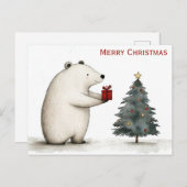 かわいいメリークリスマスのシロクマお洒落 ポストカード (正面/裏面)