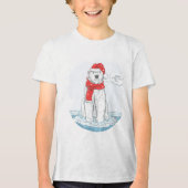 かわいいメリークリスマスのシロクマ トライブレンドTシャツ (正面)