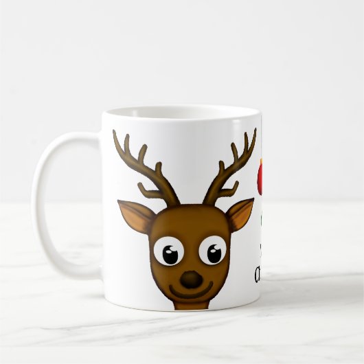 かわいいメリークリスマスのトナカイ コーヒーマグカップ (左)