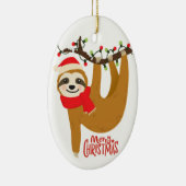 かわいいメリークリスマスのナマケモノ セラミックオーナメント (右)
