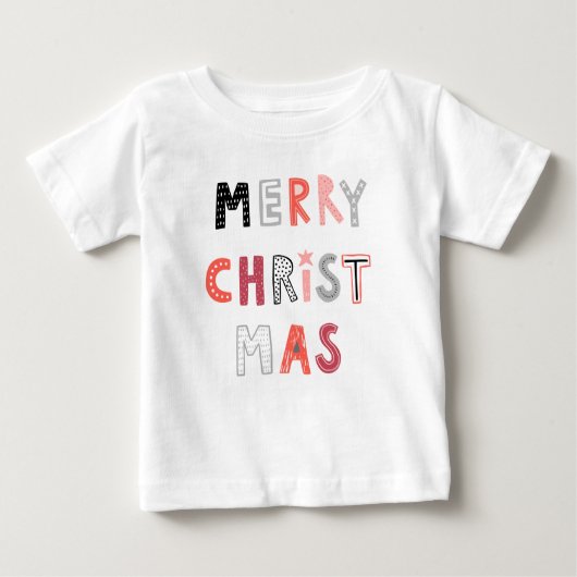 かわいいメリークリスマスの休日Tシャツ子供へ/ベビー ベビーTシャツ (正面)