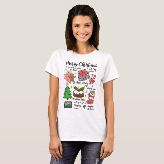 かわいいメリークリスマスの祭日 Tシャツ (正面フル)