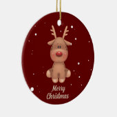 かわいいメリークリスマスの鹿 セラミックオーナメント (右)