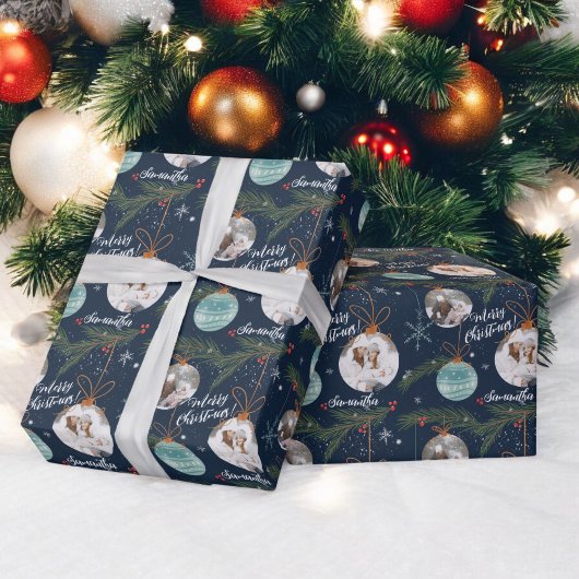 かわいいメリークリスマスイラストレーション名2枚の写真 ラッピングペーパー