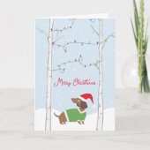 かわいいメリークリスマスウィンターダックスシュント シーズンカード (正面)