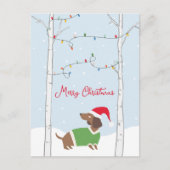 かわいいメリークリスマスウィンターダックスシュント シーズンポストカード