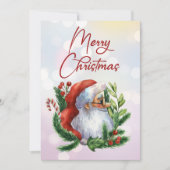 かわいいメリークリスマスウォーター色サンタ シーズンカード (正面)