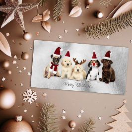 かわいいメリークリスマスエルフとルドルフの子犬たち シーズンカード