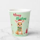 かわいいメリークリスマスカンガルーサンタスカーフの休日 紙コップ (正面)