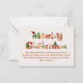 かわいいメリークリスマスカード ノートカード (正面)