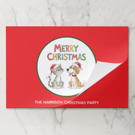 かわいいメリークリスマスキャット&ドッグ紙ランチョンマット ペーパーパッド