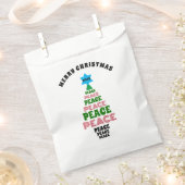 かわいいメリークリスマスグリーンと赤い平和木 フェイバーバッグ (クリップ留めされた状態)