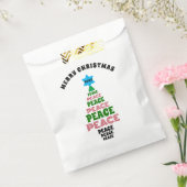 かわいいメリークリスマスグリーンと赤い平和木 フェイバーバッグ (封をした状態)